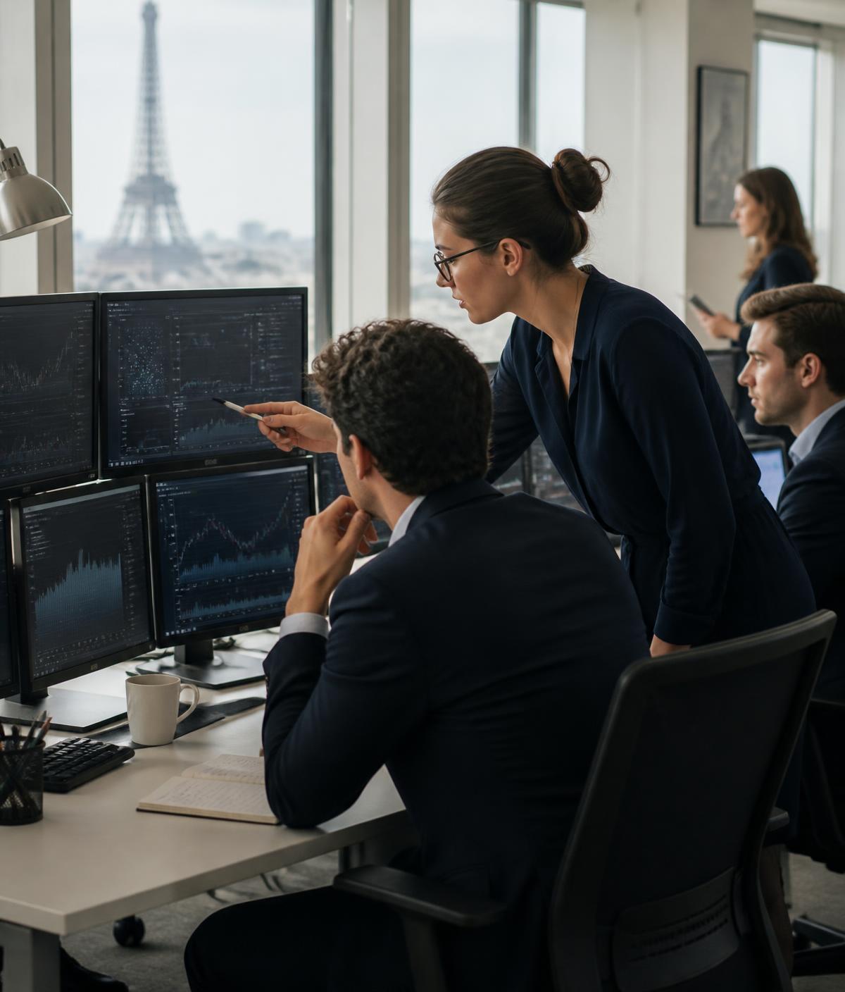 Équipe d'analystes QuietRent étudiant des modèles de risque